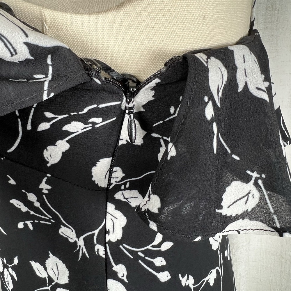 Lauren Ralph Lauren Women's 2 Black Floral Georgette Tiered Mini Dress Romantic - Picture 5 of 12